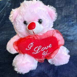 6” Pink Red Heart Teddy Bear Plush I Love You Valentine’s Day Star Gift Women